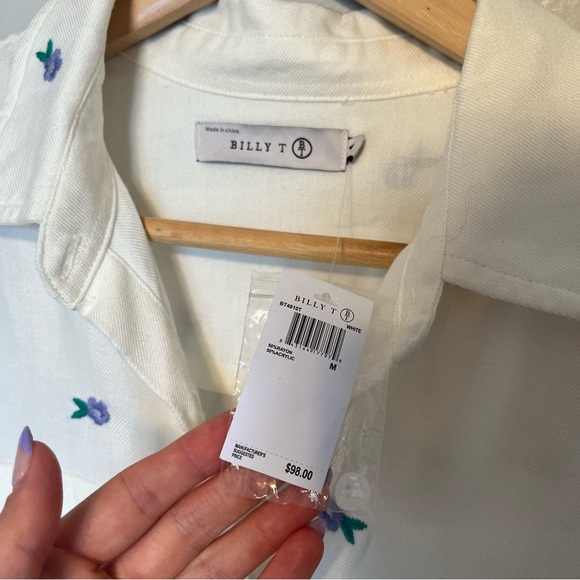 Billy T White Daisy Button Down Embroidered Floral Shirt - Picture 13 of 15